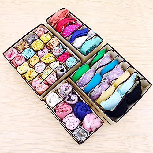Foldable Underwear Storage Organizer for Bra Sock, Underwear Sock Drawer Closet Organizer, 4 Set - Thumbnail 5