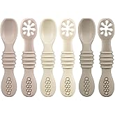 PandaEar Silicone Baby Spoons Self Feeding 6 Months| 6 Pack Baby Feeding Spoons| Toddler Infant Baby led Weaning Spoon| Kid S