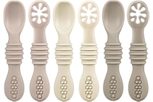 PandaEar Silicone Baby Spoons Self Feeding 6 Months| 6 Pack Baby Feeding Spoons| Toddler Infant led Weaning Spoon| Kid Spoon 