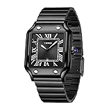 CARLIEN Unisex Classic Square Roman Numerals Silver