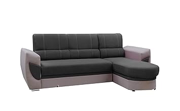 Meublo Canapé Dangle Convertibles Tissu Et Simili Cuir Timo Gris Foncé Gris Clair Tissu Canapé Dangle Droit