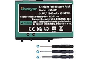 DS Lite Battery, 1600mAh USG-003/USG-001 Replacement Battery for Nintendo DS Lite, NDS Lite, NDSL Game Player with Tool (Not 