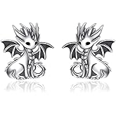 Dragon Earrings Stud for Women 925 Sterling Silver Hypoallergenic Animal Jewelry for Teen Birthday Gift