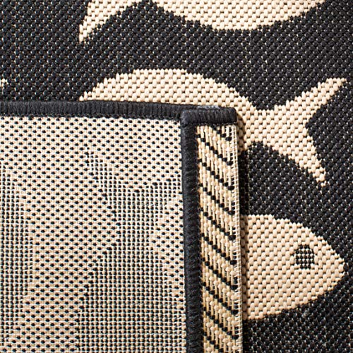 SAFAVIEH Washable Rug Outdoor Courtyard Collection - 4' Square, Black & Beige,…