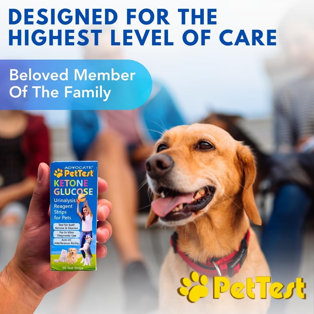 Pet Urine Test Strips Ketone Glucose Strips for Dogs and Cats Urinalysis (50 Strips) Monitoring and Avoid UTI by Advocate Pettest