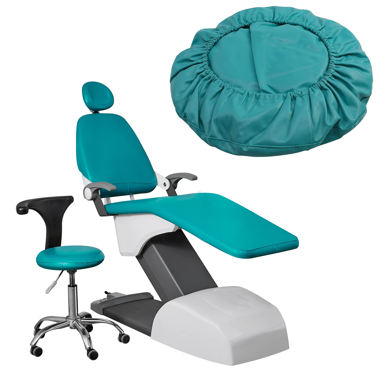 LVCHEN Dental Chair Cover Protective Full Dental Chair Cover Dental Pu Leather Unit 4pcs/Setelastic Waterproof Full Advanced Dentist Equipme Protector (Green)