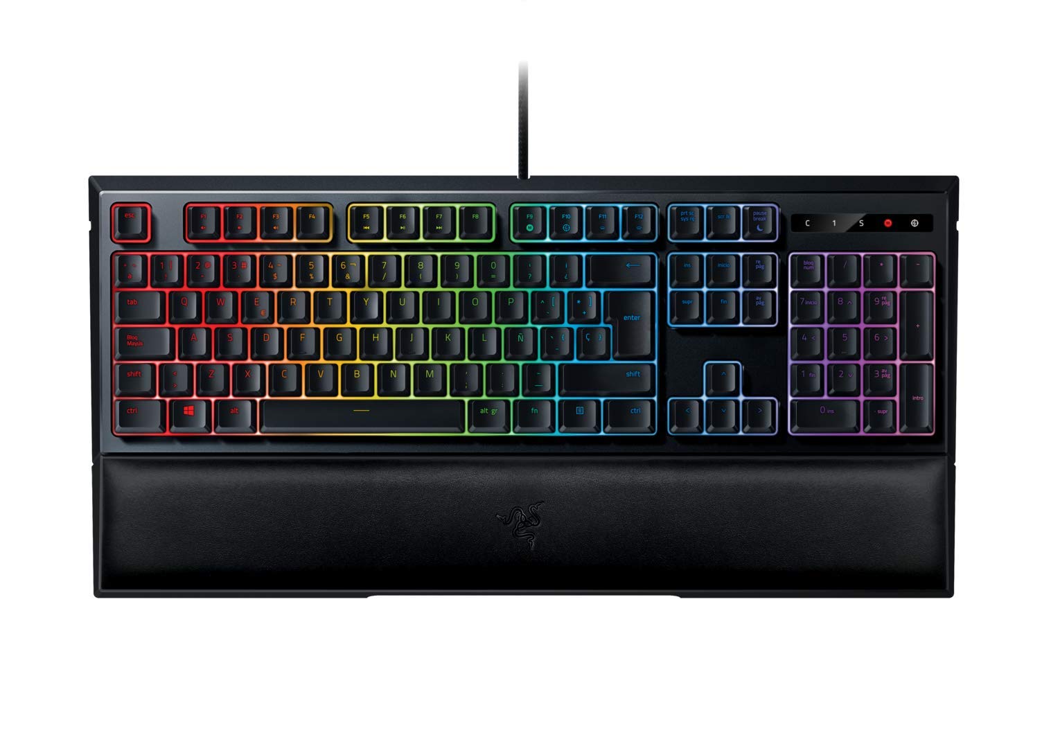 Razer Ornata – Mechanical Gaming Keyboard with Membrane, Type Ergonomic Wrist Rests and Backlight Backlit (RGB) multicoloured (Spanish Layout)