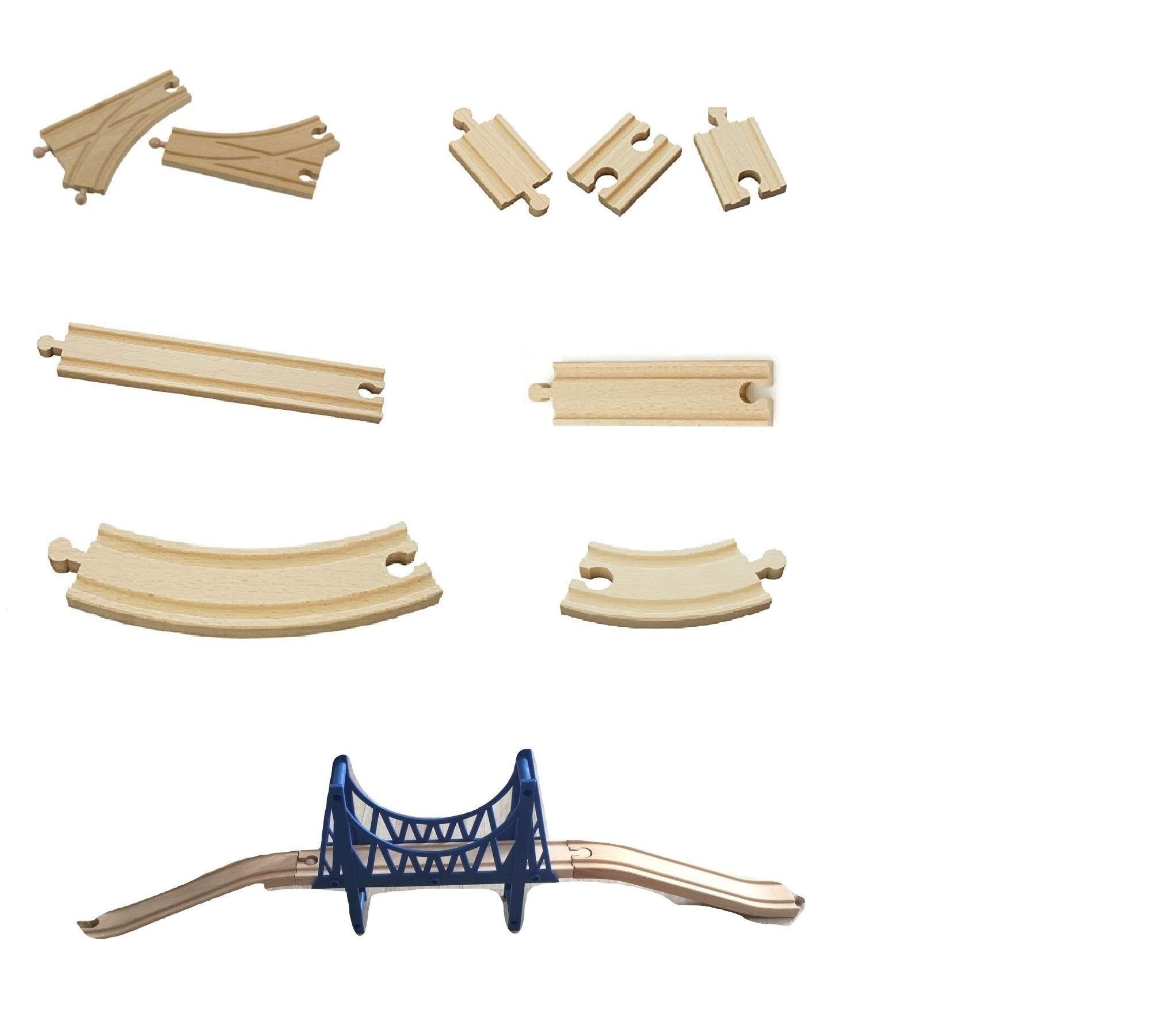 Wooden Train Tracks Expansion Pack - 31 pieces Compatible with Thomas Brio Bigjigs Wooden Railway Train Track (Premier Expansion Pack) โ image 1