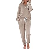 WIHOLL Two Piece Outfits for Women Lounge Sets Button Down Sweatshirt Sweatpants Sweatsuits Set with Pockets