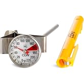 CDN ProAccurate&reg; Instant Read Beverage Frothing Thermometer with Clip for Precise Temperature Measurement, 5" Stainless Steel Stem, Yellow Case (IRB220-F)