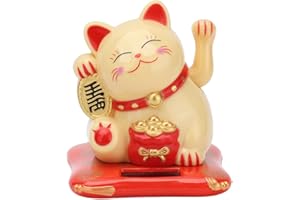 Solar Lucky Cat,Fortune Cat Lucky Cat Waving Arm, Solar Powered Lucky Cat, Vivid and Lovely Chinese Cat, Solar Fortune Cat St