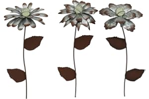Floral Garden Stake Outdoor Glow in Dark - Metal Garden Stakes for Spring Decor, Yard Art Garden Decorations for Outdoor Lawn