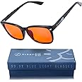 Sleep ZM Blue Light Blocking Glasses for Computer, TV, Gaming Improve Sleep by Naturally Producing Melatonin for Women + Men - 100% Night-Max Red Lens - Black Wayfarer Frame