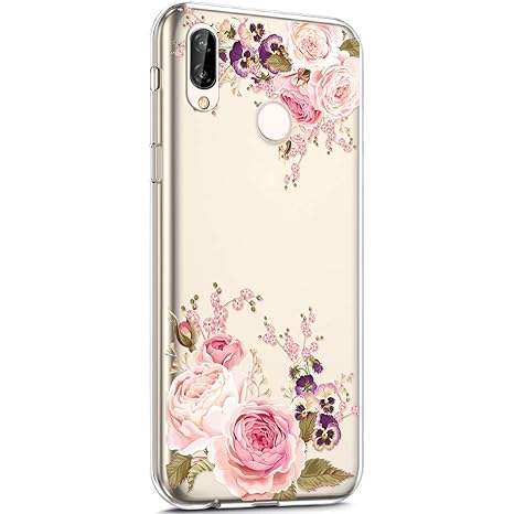 Surakey Cover Huawei P20 Lite Custodia Silicone Trasparente Con Disegni Fiore Di Ciliegio Cartoon Divertente Ultra Sottile E Leggero Protettiva Skin
