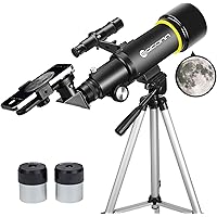 Telescope for Adults Beginners, 70mm Aperture 400mm AZ Mount Fully Multi-Coated Optics Refractor Portable Telescopes, Travel 