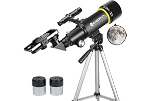 Telescope for Adults Beginners, 70mm Aperture 400mm AZ Mount Fully Multi-Coated Optics Refractor Portable Telescopes, Travel 