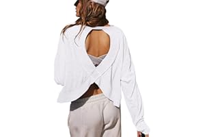 LASLULU Womens Open Back Long Sleeve Workout Tops Athletic Shirts Boat Neck Casual Running Tee Y2k Yoga Gym Tops