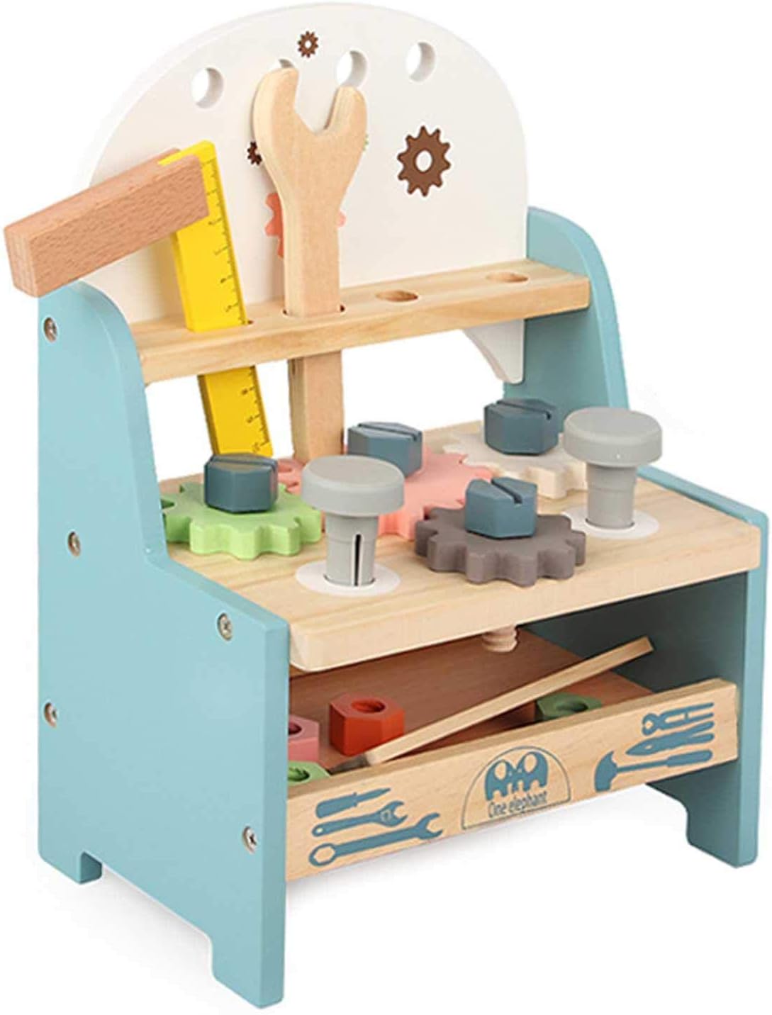 N/Q Wooden Workbench Toy for Kids, Kid's Wooden Tool Bench