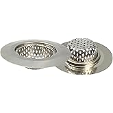AUXBC 2PCS Kitchen Sink Strainers, 3" Top/1.5" Basket, Stainless Steel Bathtub Drain Strainer, Shower Hair Drain Catcher, Drain Filter Basket