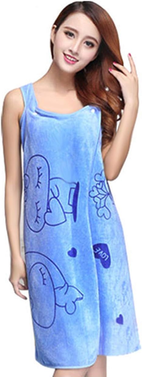 Amazon Co Jp レディース バスローブ タオル バスタオル 肌触りがよい バスワンピース 吸水速乾 ルーム パジャマ ブルー ホーム キッチン