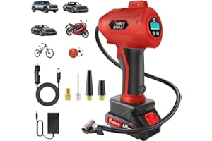 Tire Inflator, 180PSI 21V Rechargeable Battery Portable Air Compressor Electric Air Pump with Emergency LED Light for Car, Mo
