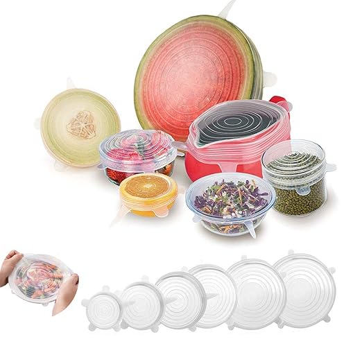 6pcs Tapas de Silicona Elásticas,Tapas Extensibles Reutilizables ...