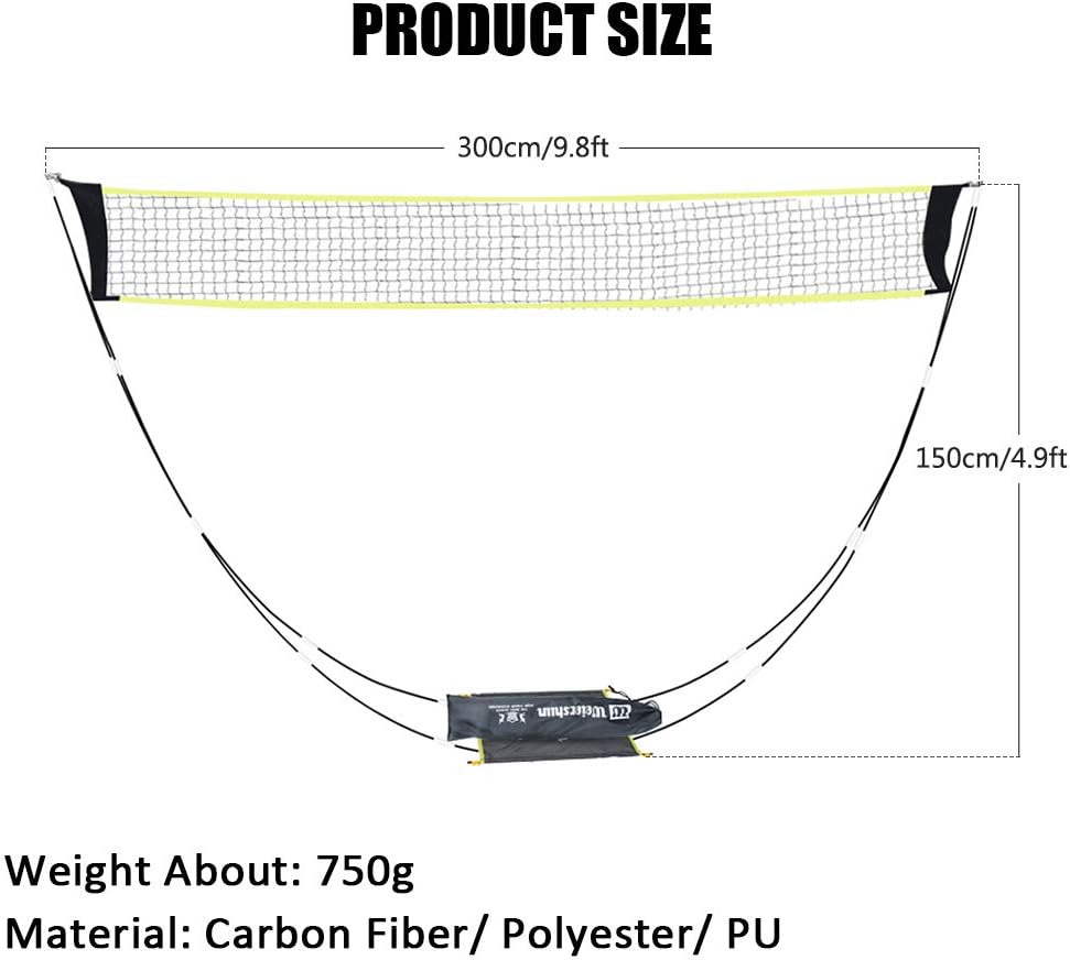 KIKILIVE Portable Badminton Net with Stand Carry Bag, Foldable Volleyball Tennis Badminton Net Rack – Easy Setup for for Outdoor/Indoor Court, Backyard, No Tools or Stakes Required : Sports & Outdoors