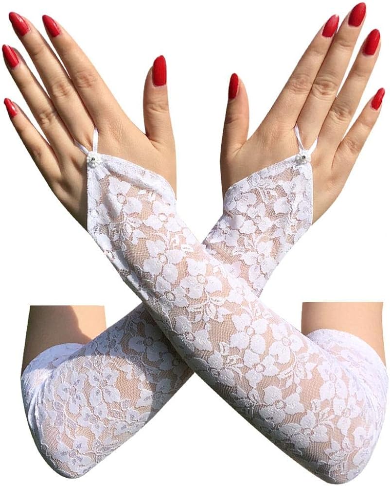 Women Lace Gloves,black Clothing