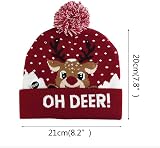 SHOKAN 2 Pack LED Christmas Hat Light-Up Knitted Cap Kids Adults Holiday Party view 8