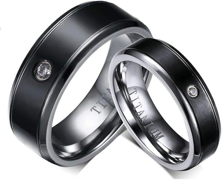 XBMIEN Jewelry 2Pcs Titanium IP Black Matte Finished Black