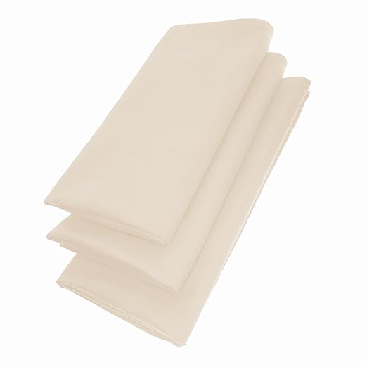 Edel Servietten Set / 3 Stoff-Serviette in Naturweiß / Beige quadratisch 45 cm x 45 cm - Tisch-Tücher / Mundtuch, Mundtücher 