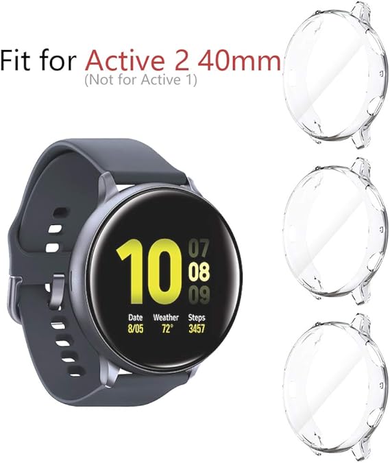Amazon Com Seltureone 3 Pack Compatible For Samsung Galaxy Watch Active 2 Case 40mm 2019 Heavy Duty Overall Full Body Protective Tpu Anti Scratch Cover For Active2 40mm Clear