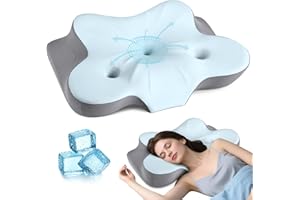 HOBEST Cervical Neck Pillow for Pain Relief- Ergonomic Memory Foam Pillows for Sleeping, Dual Ear Relief Zone Contour Pillow, Neck Support Pillows for Side Back &Stomach Sleeper (White)