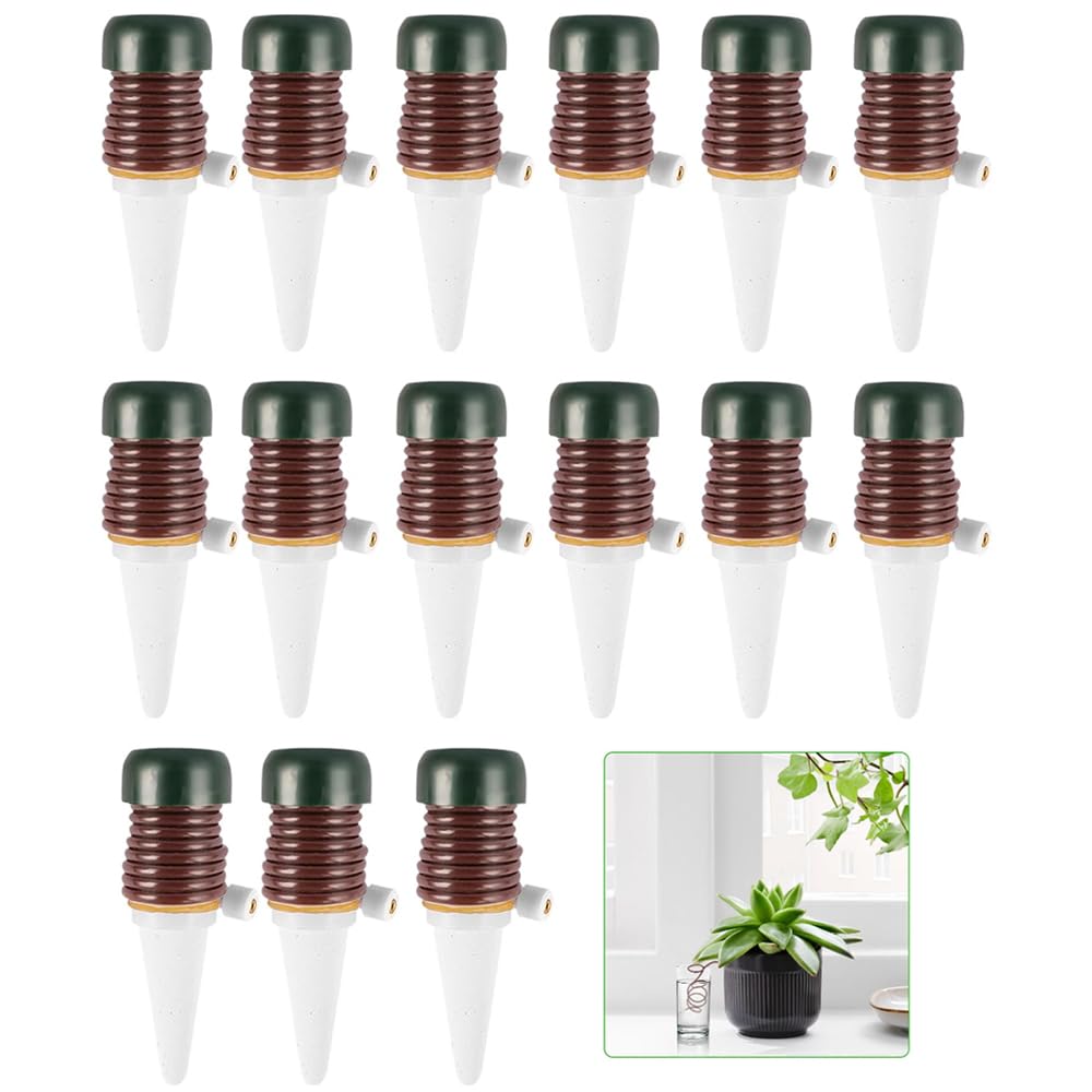 Automatic Watering System, 15 Pieces Plant Watering Devices, Stakes for Everyday Home or Vacation Use, Water Dispenser for Indoor Plants