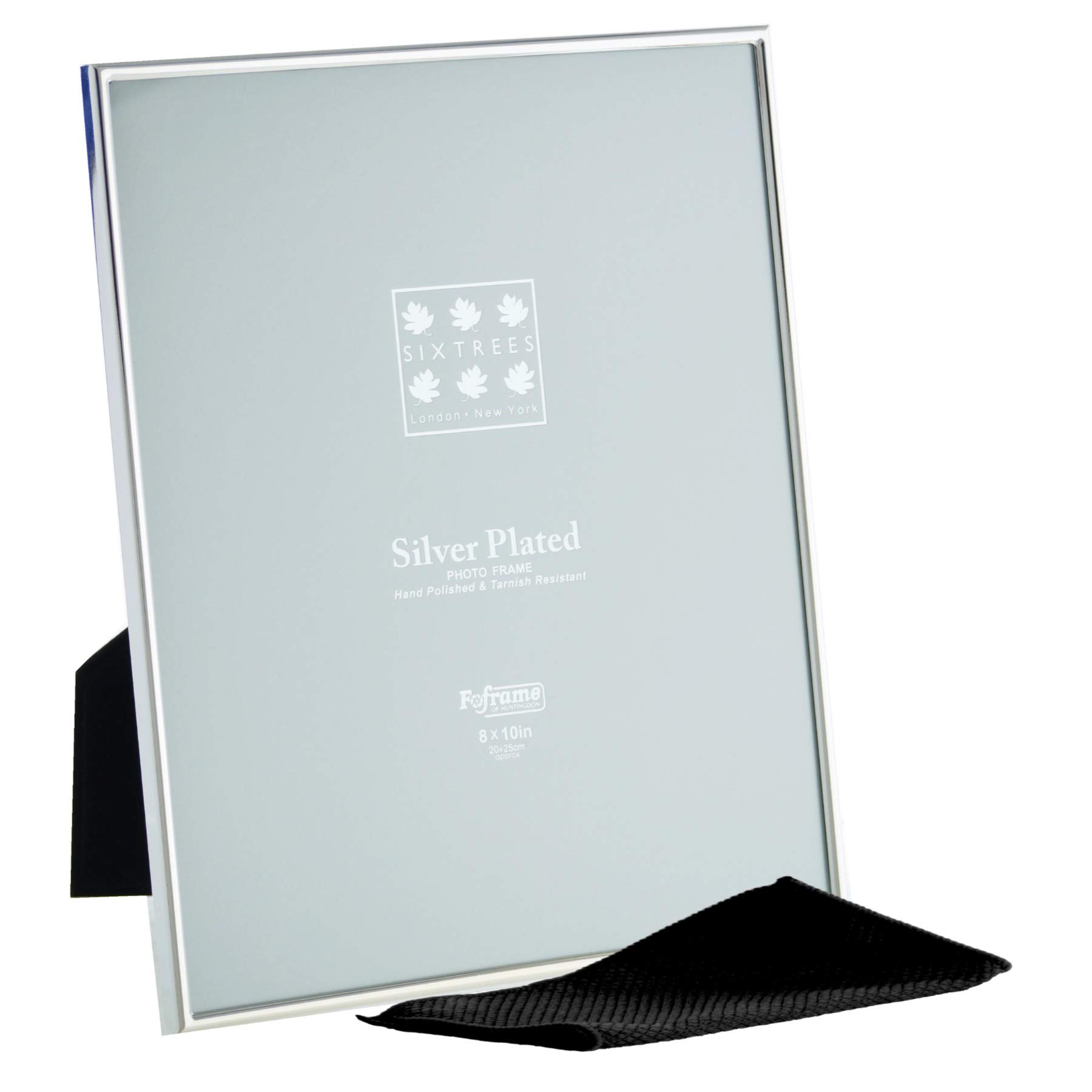 Sixtrees Cambridge 2-400-80 Silver Plated Photo Frame for a 10" x 8" (254mm x 203mm) Picture - Complete with microfibre polishing cloth.