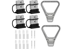 Uddick 175A Battery Quick Connector with Dust Cover and Handle,Battery Quick Disconnect Wire Harness Plug Kit for Car Forklift Motor Winch Trailer（4PC 1/0AWG 2Handle