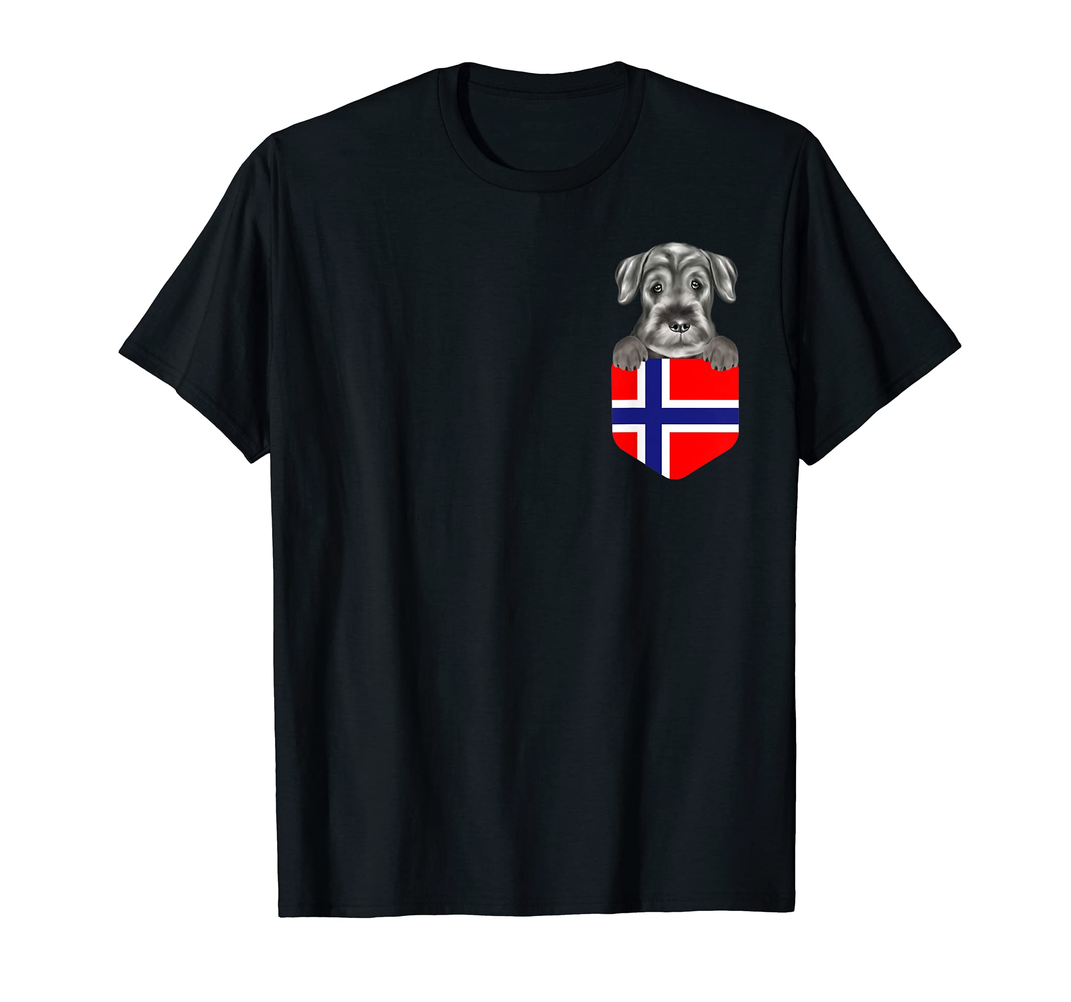 Norway Flag Standard Schnauzer Dog In Pocket T-Shirt