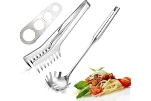 HZIYOU 3 Pieces Spaghetti Spoon and Pasta Tong, Stainless Steel Comb Shaped Tongs, Noodles Pasta Clip Kitchen Cooking Tool