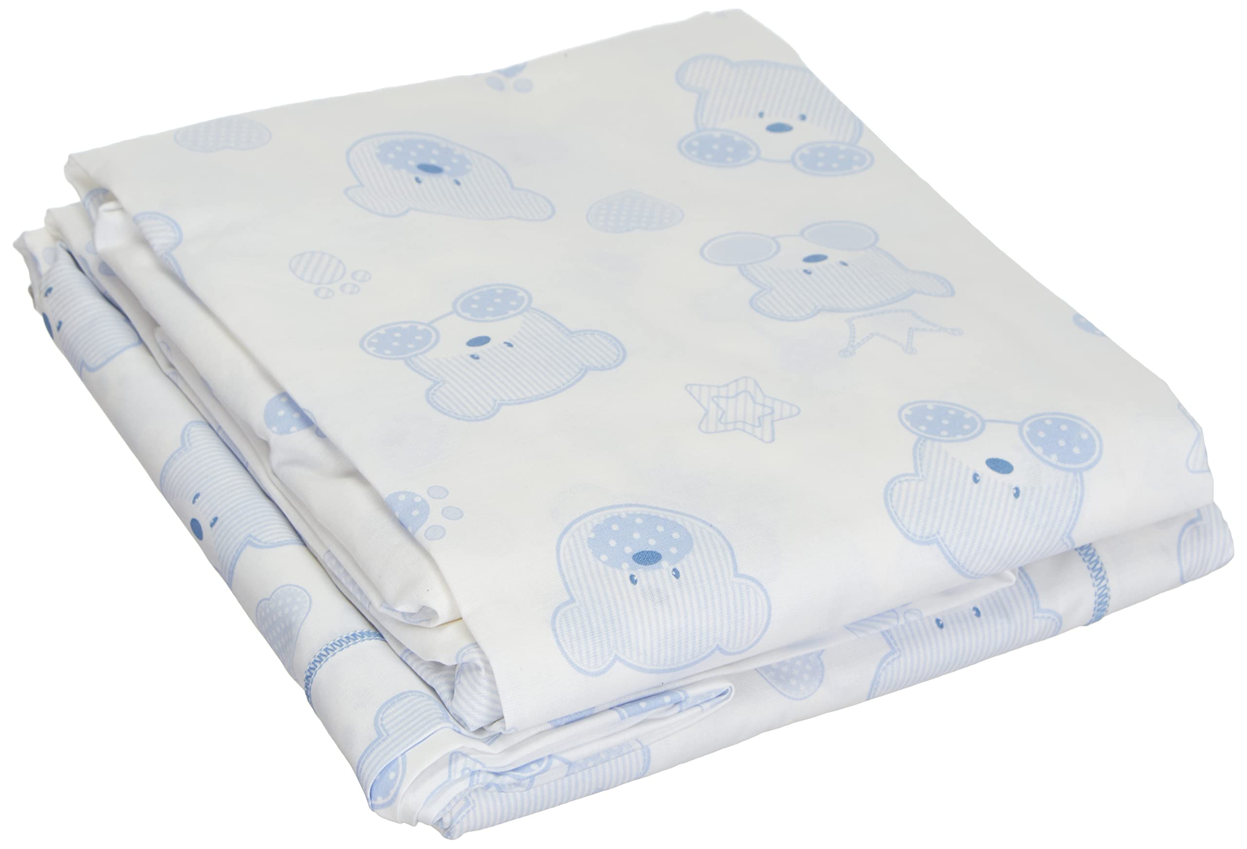 Italbaby 3 Piece Fantasy Cot Sheet Set, Light Blue, Multi-Color, One Size