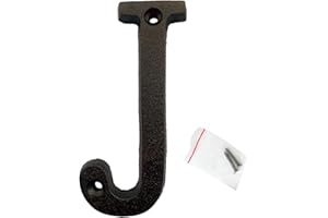 ROSLYONG 3 Inch House Letter, Address Letter for House, Metal Letters for Outdoor Signs, Cast Iron Metal Letter, Vintage Solid Metal Mailbox Number, Black Home Letter J (Matching Screws Included)