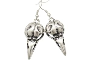 RechicGu Crow Viking Odin Bird Raven Skull Dangle Earrings Skeleton Death Devil Goth Punk Emo Steampunk