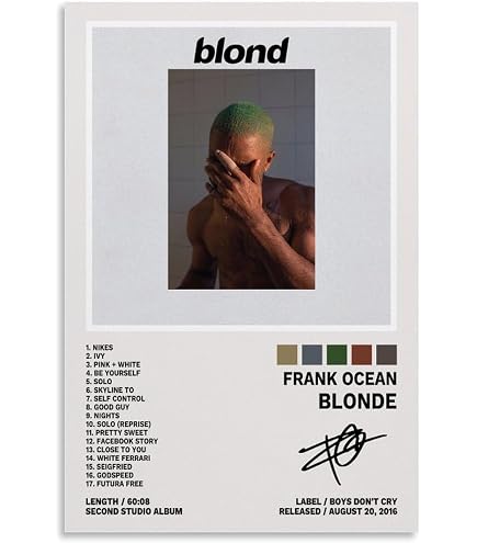 【3点セット】B2_フランクオーシャン　ポスター Amazon.com: Bkioqoh Set of 6 Canvas Posters - Frank Ocean Blonde
