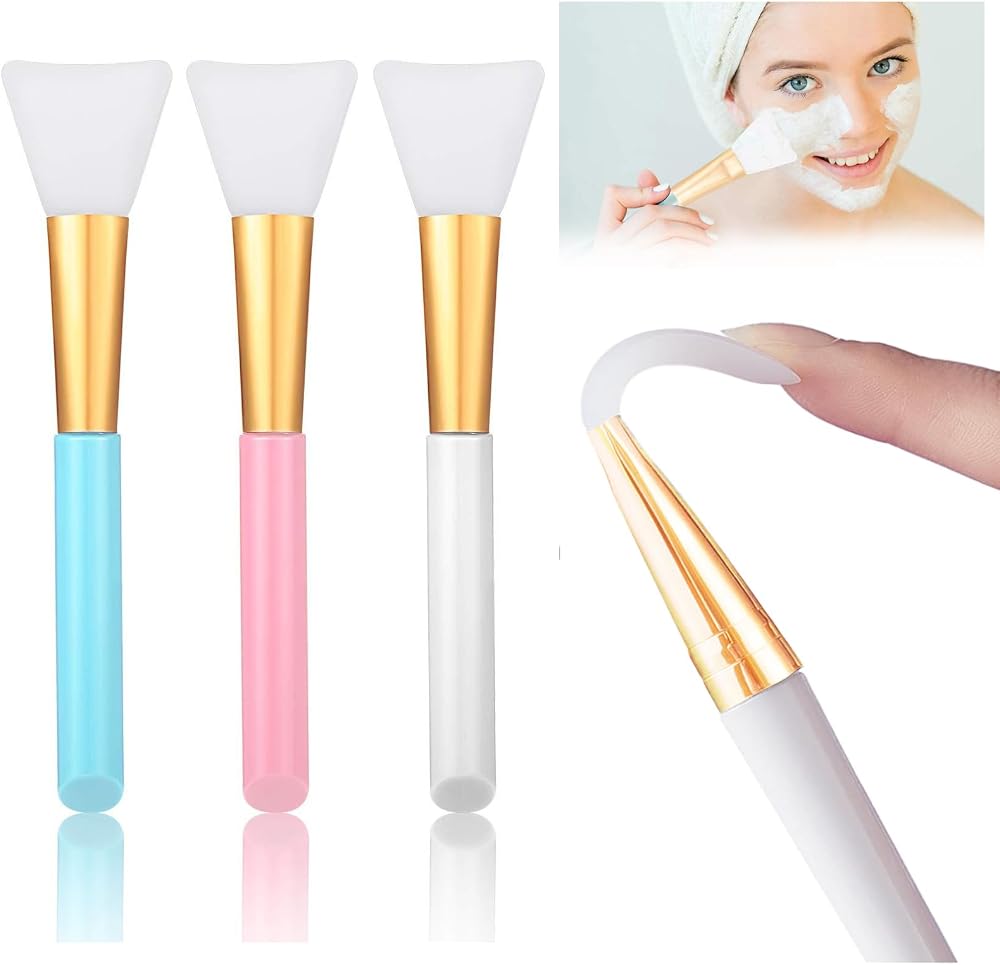 TuseRxln 3 Pcs Silicone Face Mask Brush Flexible Facial Mud Mask Beauty Tool