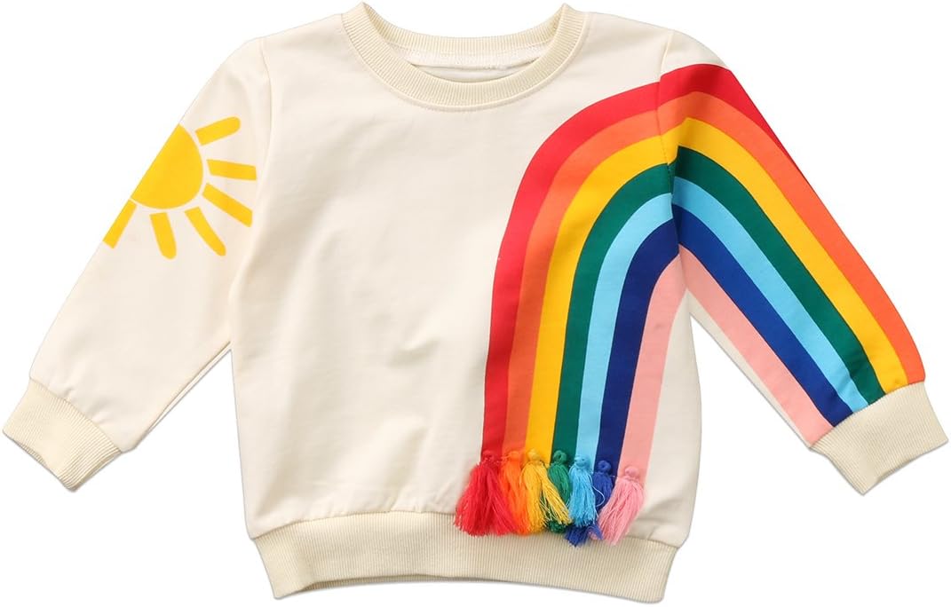 Unisex Baby Sun and Rainbow Sweatshirt Autumn Cotton Long Sleeve Shirt Top