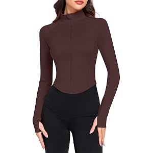Tenbird Workout Jackets for Woman Full Zip Lightweight BBL Cropped Jackets | Slim Fit, Thumb Holes, BBL, Athletic, Gym Tops,