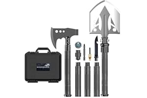 Camping Shovel Axe Outdoor Survival Shovel Set, Multifunctional Folding Tactical Shovel Hatchet Combo, High Carbon Steel Camp