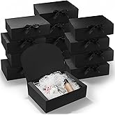 Xaajooio 12 Pack 10.6x7.8x3.1 Inch Black Gift Boxes with Lids, Bridesmaid Proposal Box, Luxury Gift Box with Ribbon for Wedding, Birthday, Christmas, Graduation, Party