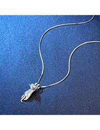 anewish Cute Cat Collar con Colgante de plata de ley 925