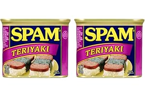 GENERIC Spam Teriyaki, 2 Pack, 12 Ounce Cans, Luncheon Meat Can, Canned Meat, Spam Musubi, Hormel Foods, Pantry, Fully Cooked Pork with Ham, Variety Pack, Bundles