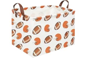 FXOCSHE Rectangular Rugby Basket,Waterproof rugby storage basket for boys bedroom,Nursery Hamper,Toy Basket,Gift Baskets,Room Decor(Rugby)